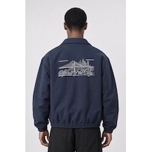 Respire Erkek The City Nakış Detaylı Oversize Ceket Lacivert