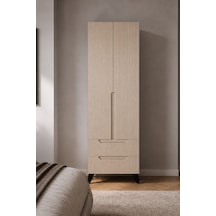 Hera İki Kapaklı İki Çekmeceli Modern Gardırop Beyaz-vizon