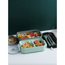 Paslanmaz Çelik Yemek Tası Isı Yalıtımlı 3 Katlı Yemek Termosu Ofis Kamp Lunchbox Yeşil