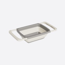 Softchef Katlanır Evye Üstü Süzgeç 6.3 L Ayarlanabilir Teleskopik Tutacaklı, Bpa Free Lavabo İçi Meyve Sebze Yıkama Süzgeci
