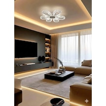Bohem Aydınlatma Krom Damla Model 6'lı Tavana Sıfır 3 Renk Led Modern Salon Avizesi Krom