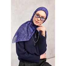 Silk Home Pamuk Polyester Soft Eşarp Soluk Mor Flora Desenli Kaymaz Dokulu 90x90 Çok Renkli