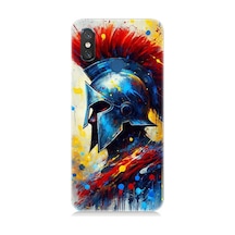 Xiaomi Mi 8 Uyumlu Kızıl Miğferli Savaşçı Desenli Silikon Kılıf Çok Renkli
