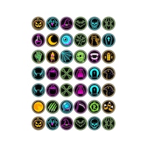 30 Adet Neon Cadılar Bayramı Sticker Seti Gülen Balkabağı, Sevimli Hayalet, İksir Şişesi - Laptop Defter Telefon Çok Renkli