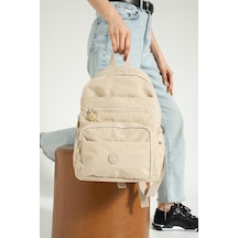 Klinkır Kadın Sırt Çantası Hafif Su İtici Kumaş Günlük Kullanım İçin İdeal 37 27 Cm Anne Bebek Çanta Krem