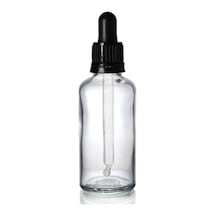 Şeffaf Cam Şişe 50 Ml Sıkmalı Damlalıklı Kapak 18 Mm