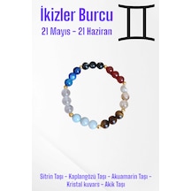 İkizler Burcu Bilekliği Sitrin Taşı, Kaplan Gözü Taşı, Akuamarin Taşı, Kristal Kuvars Taşı, Akik İkizler Burcu Bilekliği İkizler Burcu Bilekliği
