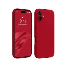 Apple iPhone Uyumlu 16 Plus Kılıf First Silikon - Kırmızı Kirmizi