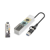 İetop Hdx7058 Usb Type-c 3.0 Combo Hub Kart Okuyucu 4 Port 5 Gbps Beyaz