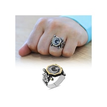 Otantik Tasarım Siyah Zirkon Taşlı Ayyıldız İşlemeli 925 Ayar Gümüş Erkek Yüzük Otantik Tasarım Siyah Zirkon Taşlı Ayyıldız İşlemeli 925 Ayar Gümüş Erkek Yüzük