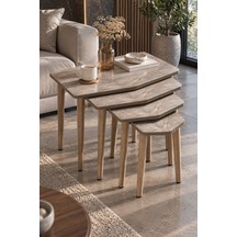 Sulorahome 4'lü Zigon Sehpa Seti Rustik Meşe