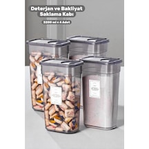 Mona Big 4 Adet 3,2 Lt Deterjan Saklama Kabı-çamaşır Odası&banyo Düzenleyici-çamaşır Deterjan Kutusu Gri - 749928712 Gri