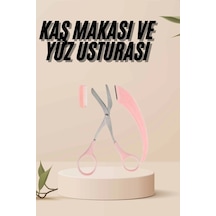 Mey İthalat Kavisli Kaş Kirpik Düzeltici Bıyık Alma Taraklı Kaş Makası Yüz Bakım Seti Makas Pembe 24131204