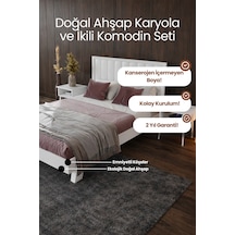 Hüma Model Dikey Başlıklı Masif Ahşap Karyola Ve 2 Adet Komodin Kolay Kurulum Fırınlanmış İthal Sibirya Çamı 140x200 Yatak Uyumlu 2 Adet Komodin - Beyaz