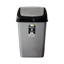 Polytime Sallanır Kapak Ofis Banyo Mutfak Bahçe Çöp Kutusu Kovası 10 L Gri 37x24x19 Cm