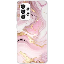 Samsung Galaxy A23 Uyumlu Pembe Mermer Baskılı Silikon Kılıf Renkli