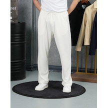 Modefendi Örgülü Model Baggy Kesim Jogger İpli Pantolon Beyaz