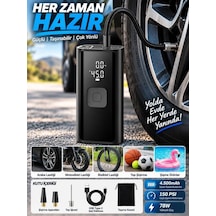 150 Psı Şarjlı Hava Kompresörü 4500mah Lcd Ekranlı Taşınabilir