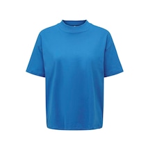 Only Onllaura S/s Mock Neck Top Jrs Kadın Mavi T-shirt - 15299418