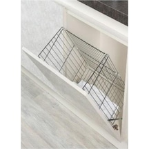 Tekdekoryapı Banyo Dolap İçi Çamaşır Sepeti Kapağa Monteli Krom Kaplama