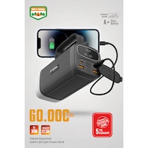 60.000 Mah Hızlı Kamp Outdoor 30w 22.5w Qc Dijital Göstergeli Led Fenerli Taşınabilir Şarj Cihazı