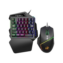 Hxsj A876 Kablolu Rgb Tek El Oyuncu Klavye + V100 Optik Oyuncu Mouse Dc Optik