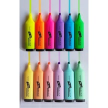 6 Pastel 6 Canlı Renk Fosforlu Kalem Seti Çok Renkli