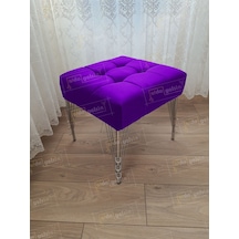Modern Dilim Puf Ayakucu Puf Gümüş Metal Ayak 45 45 Lila