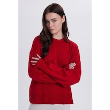 Tudors Kadın Oversize Geniş Kesim Bisiklet Yaka Kırmızı Kazak-41720 Kırmızı