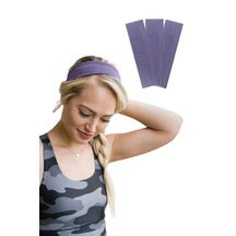 3lü Saç Bandı Pamuk Kadın Bandana Likra Spor Kafa Bandı Açık Mor