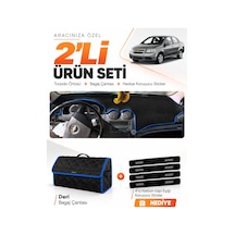E-biz Chevrolet Aveo T250 2006-2011 Uyumlu Torpido Örtüsü + Deri Çanta - Siyah-mavi - Ch008