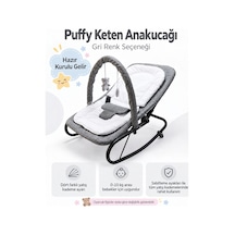 Puffy Keten Anakucağı - Hazır Kurulu Gelir- Sallanır - 4 Kademe - Anadizi Sabitlenebilir-gri