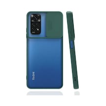 Noktaks - Xiaomi Uyumlu Xiaomi Redmi Note 11 Global - Kılıf Slayt Sürgülü Arkası Buzlu Lensi Kapak - Koyu Yeşil T22916 Koyu Yeşil