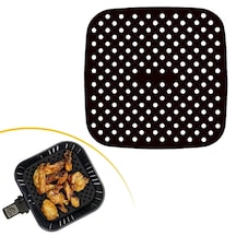 Go İthalat Siyah Isıya Dayanıklı Yıkanılabilir Silikon Fırın Ve Airfryer Kare Model Pişirme Matı 21,
