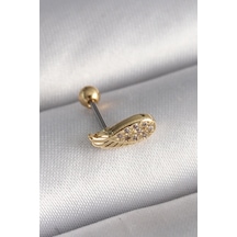 316l Çelik Gold Renk Zirkon Taşlı Kanat Tragus Piercing - Tj-pr1268 Çok Renkli