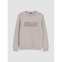 Lcwaıkıkı Classic Gri Bisiklet Yaka Desenli Erkek Sweatshirt