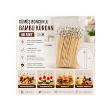 Silver Boncuklu Bambu Kürdan 12 Cm 50 Adet - 913892984