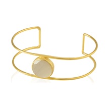 Kadir Jewellery 22 Ayar Altın Kaplama Zirkon Taşlı Ayarlanabilir Vintage Bilezik Beyaz