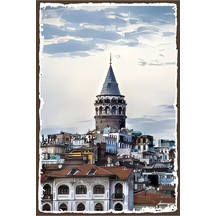 Galata Kulesi Retro Ahşap Poster Özel Istanbul Koleksiyonu -hbb Renkli - 143034164