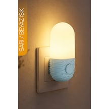 Gece Lambası Elips Tip 2 Mod Sarı-beyaz Işık Tuşlu Koridor Hol Işığı Uyuma Işığı Mavi K7064