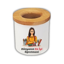 Öğretmenler Gününe Özel Hediye Masaüstü Kalemlik Beyaz