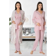 Effortt Zerre Bebe Kadın Pembe Uzun Kollu Hamile Pijama Takımı 8094 Pembe