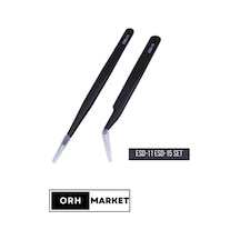 Antistatik ESD Cımbız Seti – ESD-11 ve ESD-15 Karbon Fiber Hassas Elektronik Cımbızlar (2'li Set)
