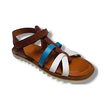 Bağcı 3015-20 Çapraz Şeritli Cırtlı Kız Çocuk Sandalet Kahverengi