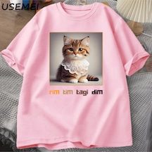 Flood Of Style Bebek Lazanya Kedi T-shirt Eurot-shirt Festival Festival T Shirt Komik Erkek Kadın Tshir Pembe