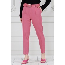 Sevitli Beli Kemerli Kalem Pantolon-pembe-3713-pembe Pembe