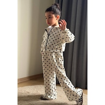 Boyboy Kidswear Kız Çocuk Puantiyeli Kapüşonlu Eşofman Takımı Ekru