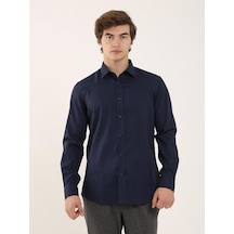 Dufy Lacivert Erkek Slim Fit Klasik Yaka Uzun Kol Gömlek - 92858 Lacivert
