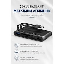 Lightning Type-c Usb 3.0 Sd Tf Kart Okuyucu Adaptör Şarj Le-81