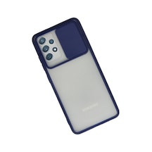 Samsung Galaxy Uyumlu - A72 Kılıf Palm Buzlu Kamera Sürgülü Silikon - Lacivert